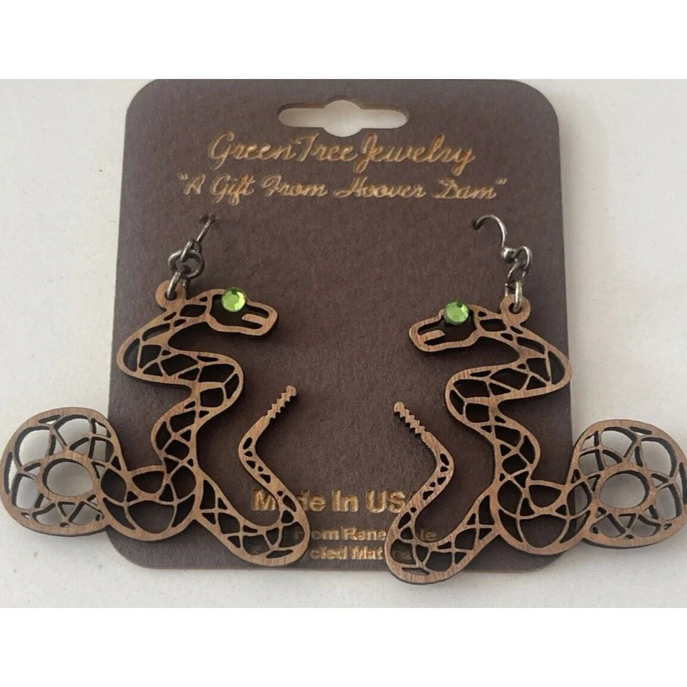 Green Tree Designs Snake Wooden Laser Cut Green Gem Eyes Filigree 2